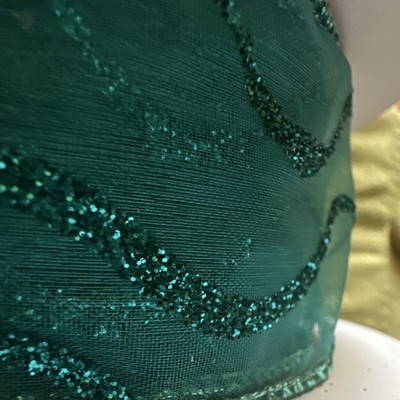 Green Goods Wire-Edged Teal Glitter Ribbon Spool 2'' Nylon Model 051 17 0351