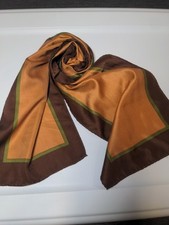 Vintage 70s Scarf Metallic Bronze Copper Mod Mid Century Modern 41" Rectangle