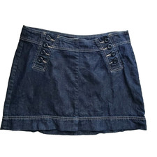 Gap Jeans Cotton Denim Mini Skirt Dark Wash With Front Buttons Women's Size 14