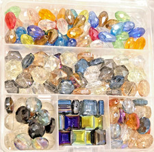 Faceted Crystal Glass Beads Loose Bead Lot Jewelry Making Czech style  Storage