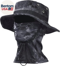 Camo Boonie Sun Hat with Balaclava Face Mask UV Protection Fishing Hat Bucket Ha