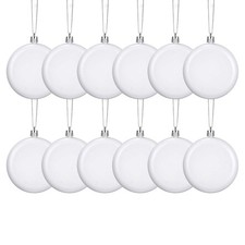 12 Pcs Christmas Blank White Ball Ornaments Plastic White Matte Flat