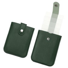 2Pcs Leather Slim Minimalist Wallet, Dark Green
