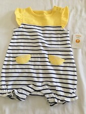 NWT Gymboree Lemon Stripe Romper Baby Girl Newborn Essential 0-3-6-12-18