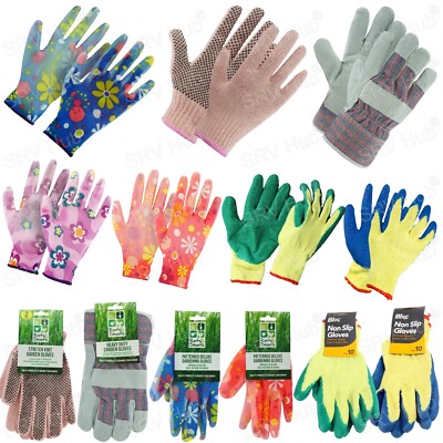 Latexbeschichtete Gummi Leder Sicherheit Arbeitshandschuhe Gartenarbeit DIY starker Griff Handschuhe