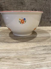 Vintage Kitchen Kraft Oven Serve Glass Bowl White With Floral Print
