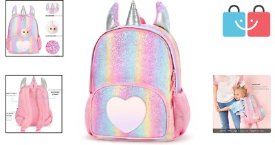 Cute Unicorn Crescent Backpack For Girls – Kids School Bookbag With Multiple Pockets, 11.4x5.5x16 Inch - View #8