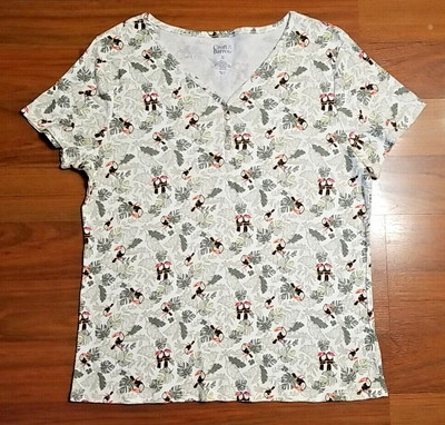 Croft & Barrow XL  V-Neck Toucan Love Birds Short Sleeve Shirt Pullover   C3
