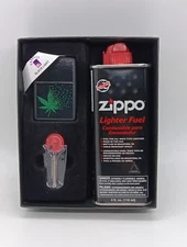 Zippo Black Light Pixel Cannabis Lamp 48677 Lighter, Flints, Fluid Gift Set Box