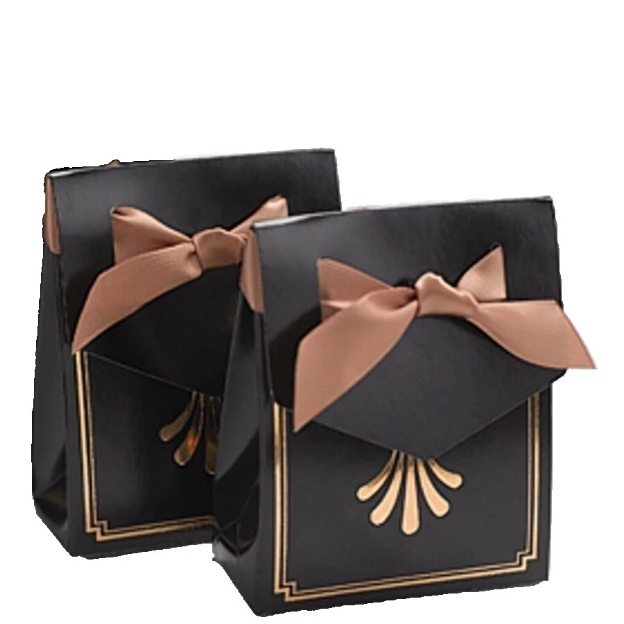 Papel Negro Favor Bolsas y Boxe Recuerdos de Boda