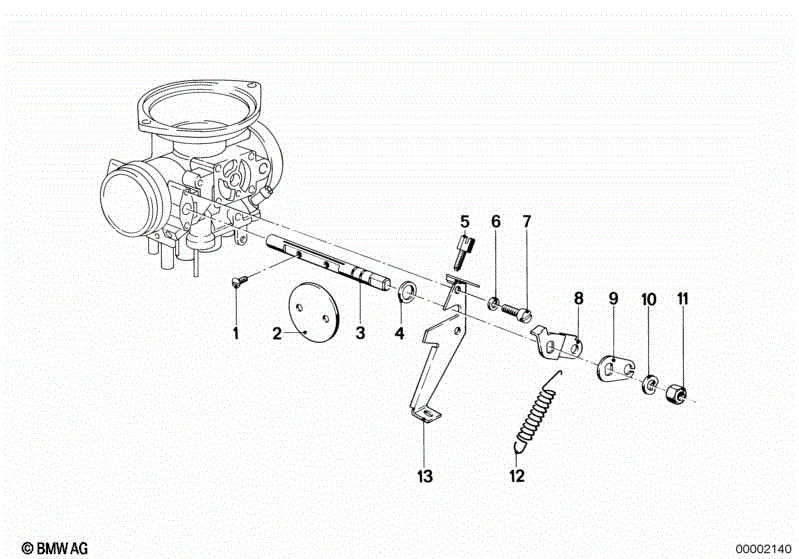 Palanca izquierda original BMW 13111335609 para R80GS R100GS R60 R75 R80 R100R Foto 2 de 4