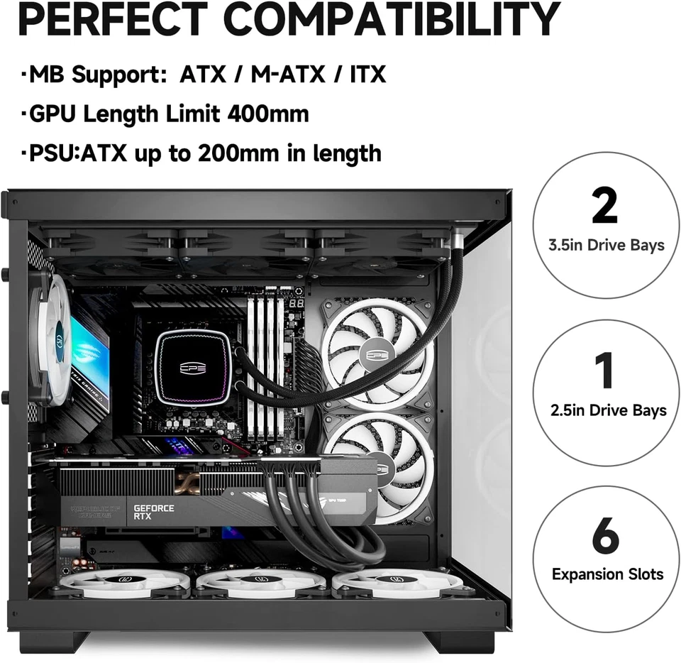 C3T500 ARGB PC Case Mid Tower Desktop Computer Gaming Superior Case for ATX/M-AT - Image 4 of 4