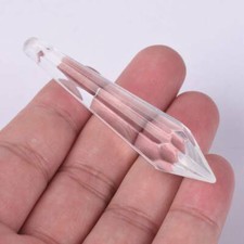 2pcs 78x17mm Crystal Glass Cone Drop Teardrop Chandelier Prisms Pendants Clear