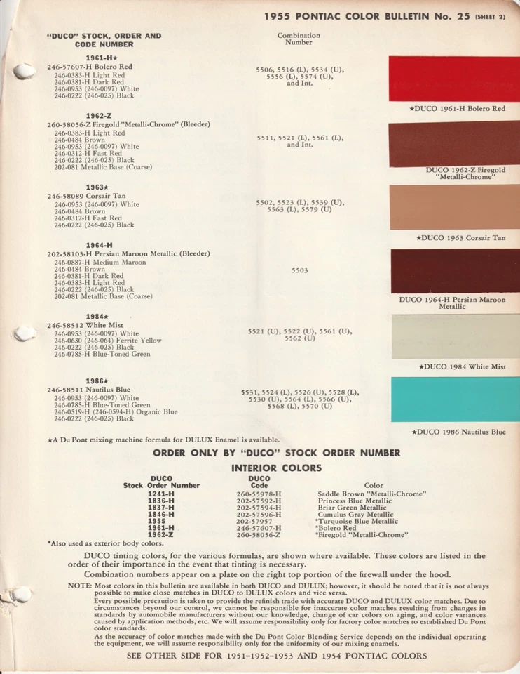 Pontiac Chieftain Star Chief 1954 y 1955 virutas de pintura (Dupont) Foto 2 de 4