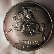 1991 LITHUANIA 5 CENTAI - AU - First Year Series - FREE SHIPPING - BIN #HHH