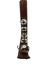 Vintage Jingle Bells Sleigh Sled Leather Strap Door Hanger Christmas Decor 17"