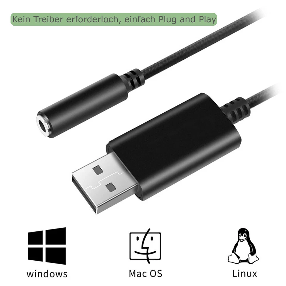 L05 USB On 3,5mm Stereo Audio Adapter Cable for Headphones Speaker Microphone - Image 4 of 4
