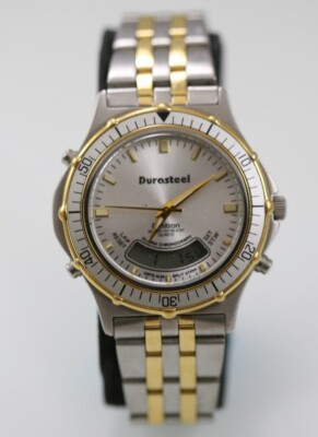 Armitron Herren Uhr Edelstahl Silber Gold 30m Alarm Chron Datum Weiß Quarz