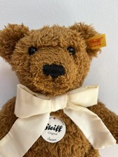 Steiff Teddybear James Creme Bow Plush modern cuddly 11" 28cm warm brown