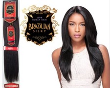 HAIR REMY BRAZILIAN SILKY STRAIGHT 100 HUMAN HAIR EXTENSION 18 inch Color 1B