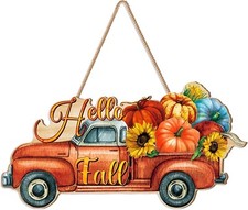 Fall Pumpkin Welcome Sign Wood Hello Sign Wooden Signs Rustic Fall Decorations