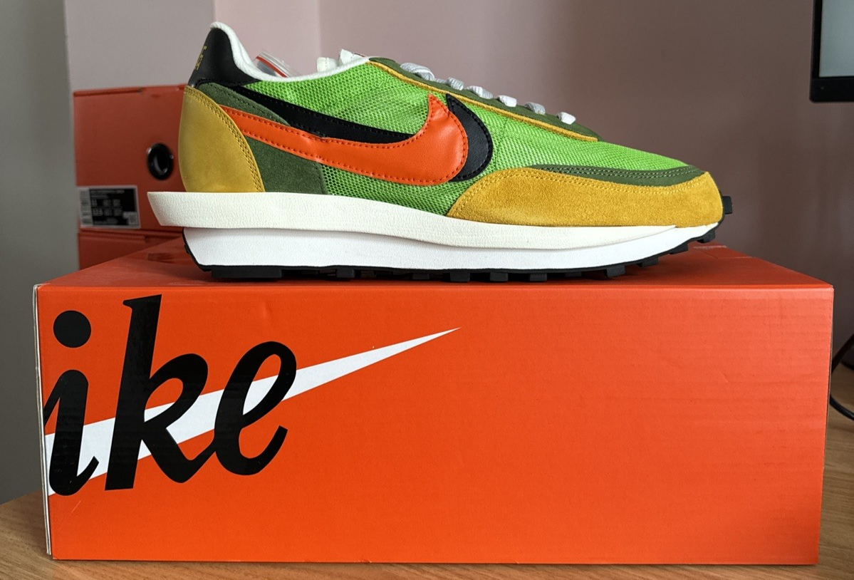 SACAI X NIKE Nike LD Waffle x Sacai Green Gusto Safety Orange UK10 US11 EUR45 Nuove con etichette
