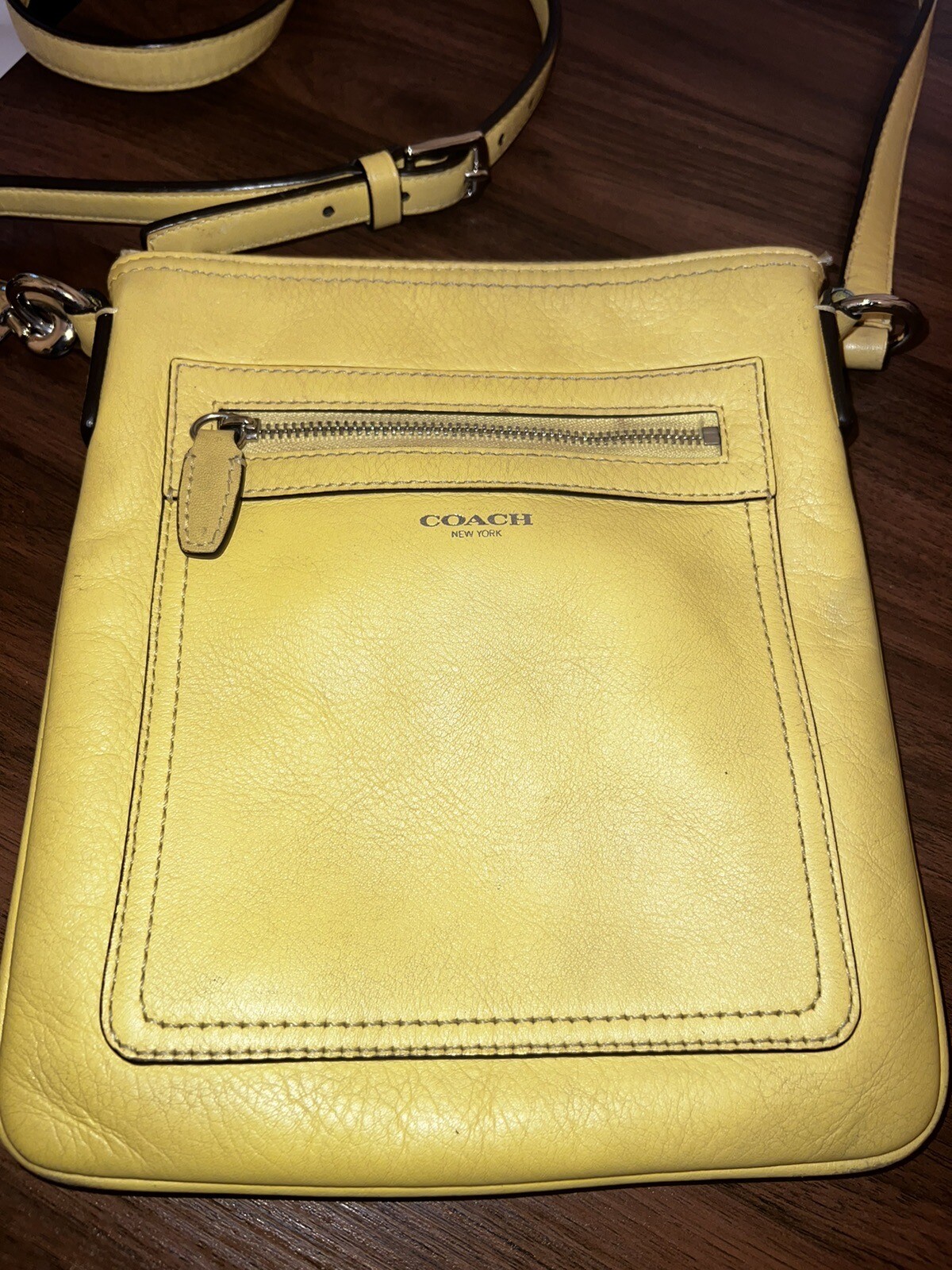 Coach Crossgrain Leather File Bag Crossbody Yellow Gem