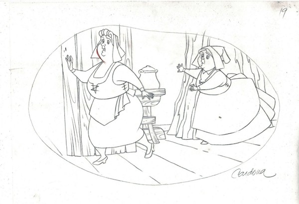 Disney's Sleeping Beauty - Dibujo de producción original - Cardona - Firmado