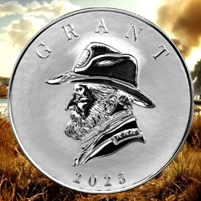 2025 - 5 oz GRANT Silver Coin .9999 Fine Silver Proof Like