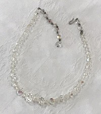 Vintage Aurora Borealis Single Strand Beaded Choker 15.5  Necklace. 476
