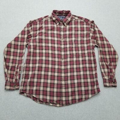 CNI Outdoors Shirt Mens Large Red Plaid Button Up Pocket Long Sleeve Cotton