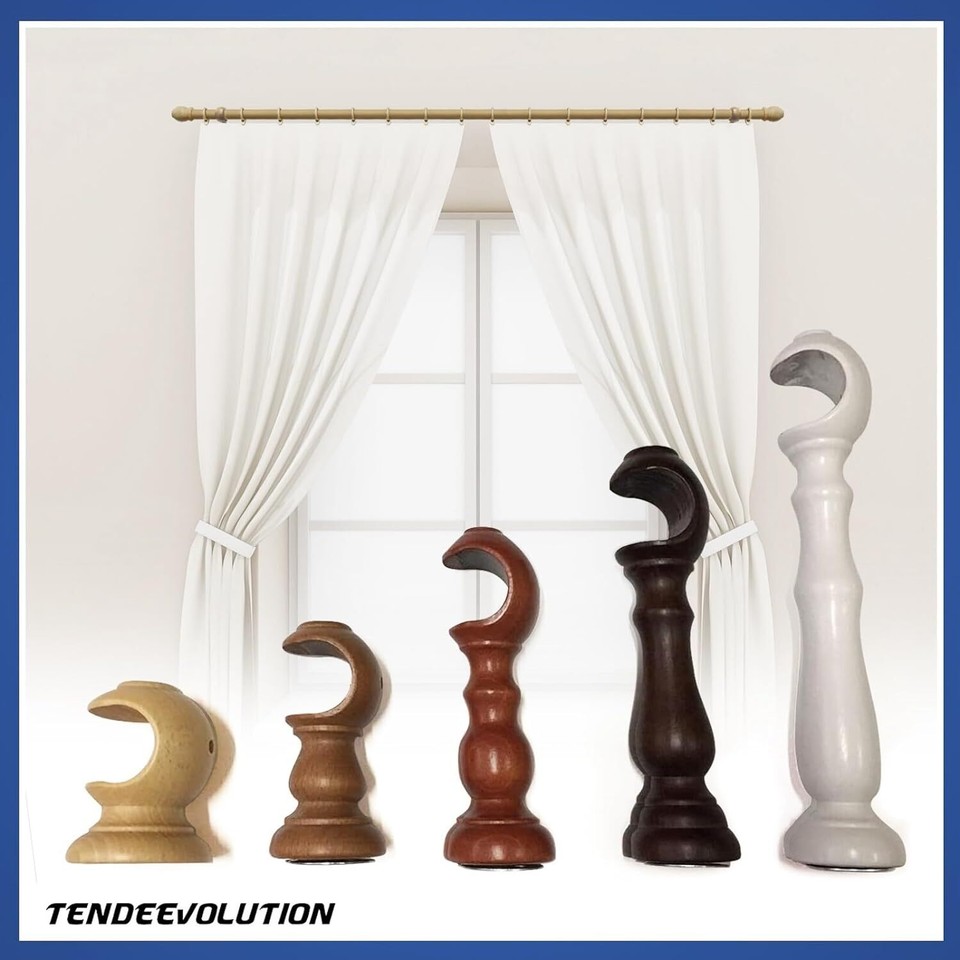 TENDAGGIMANIA Bastone Tenda Movimento A Corda, In Legno Diametro 35 Mm, Completo Di Tutti Gli Accessori Color Bianco 200 Cm 67999971 - Foto 11