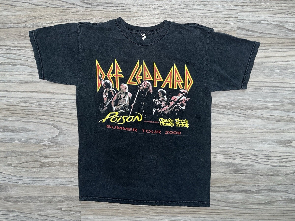 Vintage Def Leppard Poison Cheap Trick 2009 Rock Tour Band Tee T-Shirt Men  Sz M