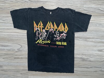 Vintage Def Leppard Poison Cheap Trick 2009 Rock Tour Band Tee T