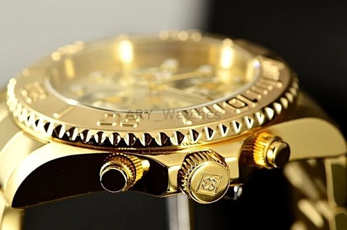 Men's Invicta Pro Diver 18k GOLD Plated SS Chronograph Champagne Dial $695 Watch - Picture 6 of 9