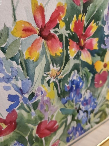 Listed TX ART ANGIE BANTA BROWN ORG SIGNED WATERCOLOR Bluebonnets Bold & Beautif - Picture 8 of 24