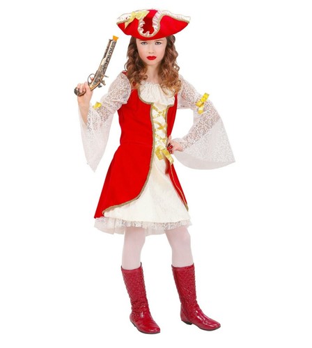 Costume Vestito Carnevale Capitano Piratessa Bambina 5 6 7 8 9 10 11 12 13  Anni | eBay