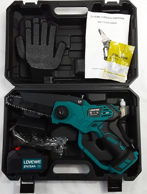 New, 6  Black/Green LOVEWE Battery Powered Cordless Mini Chainsaw