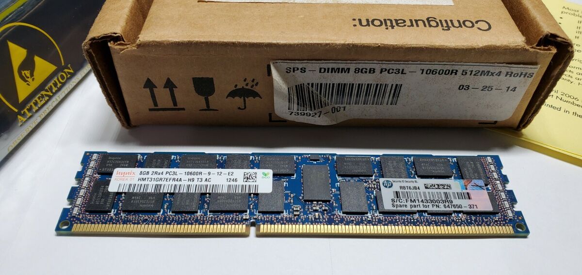 HP 647650-371 8GB Dual Rank 2Rx4 PC3L 10600R module 739927 HP 647650-371 8GB Dual Rank 2Rx4 PC3L 10600R module 739927