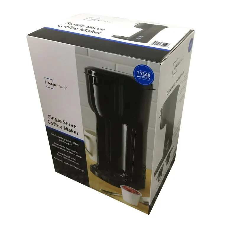 Mainstays Single Serve Coffee Maker, Dual Brew, 1 cup Capsule or Ground Coffee,