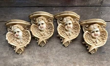 4 RESIN CHERUB MINI 6” WALL MOUNTED SHELVES KITSCHY PUTTI