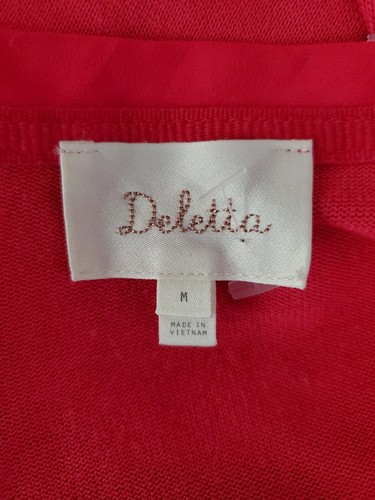 Deletta Anthropologie Medium Women Hot Pink Dress Long Sleeve Knee Length Rayon - Picture 5 of 10