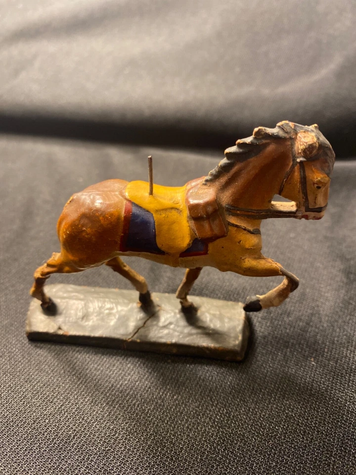 Lot 4 Lineol Elastolin Husso Germany Toy Soldiers Horse Figures German WW2 - Image 2 of 4