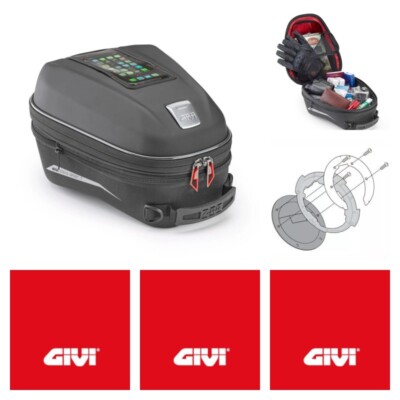 Givi ST612+ 15 Litre Motorcycle Tank Bag & KTM Duke 125/390 Tank Ring - Black
