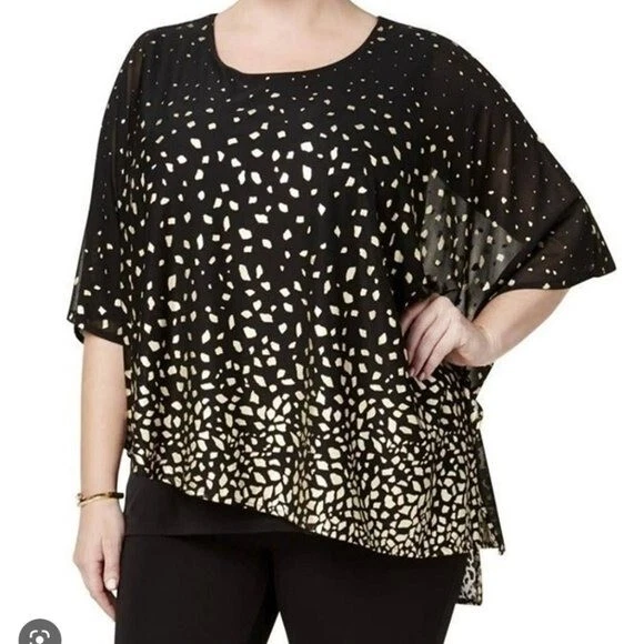 black and gold plus size blouse