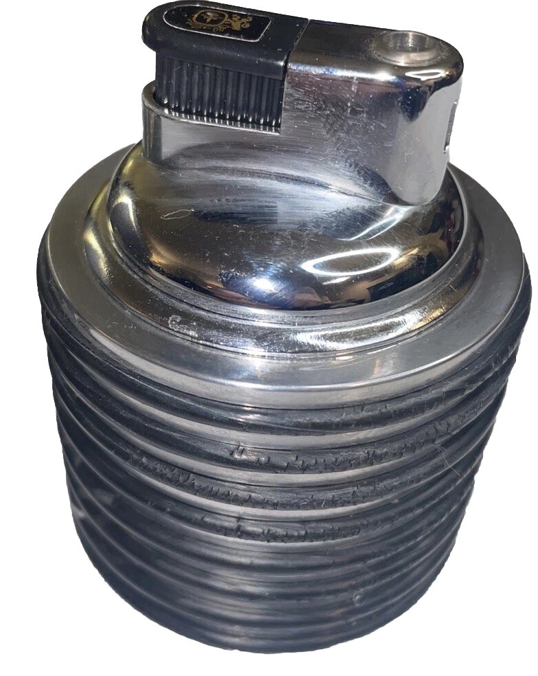 Vintage Colibri Silver Table Lighter and Box- Chrome Piston w/rubber rings-Works