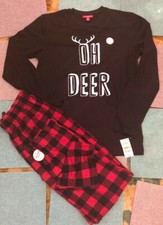Family Pajamas Matching Men's Oh Deer Pajama Lot Size S Color Black