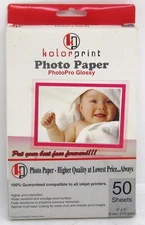 Kolorprint, Photo Paper, Compatible with all Ink Jet Printers, 50 4X6 Sheets.