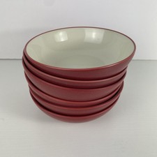 Set of 6 Noritake Color Wave 8045 Stoneware 7” soup Cereal Bowls in Raspberry