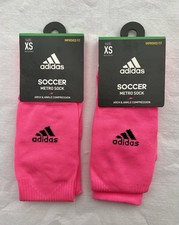 2 Pair Adidas Soccer Metro Arch Ankle Compression Socks Sz XS Pink Improved Fit